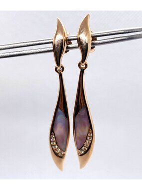 Kabana 14K Rose Gold Mother of Pearl Inlay Diamond Drop Earrings